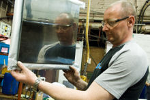 Inspecting polished steel plate