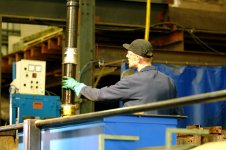 Shaft entering Chrome Plating Tank at Neville Roe Industries Ltd