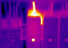 Thermal image of overheating fuse connection